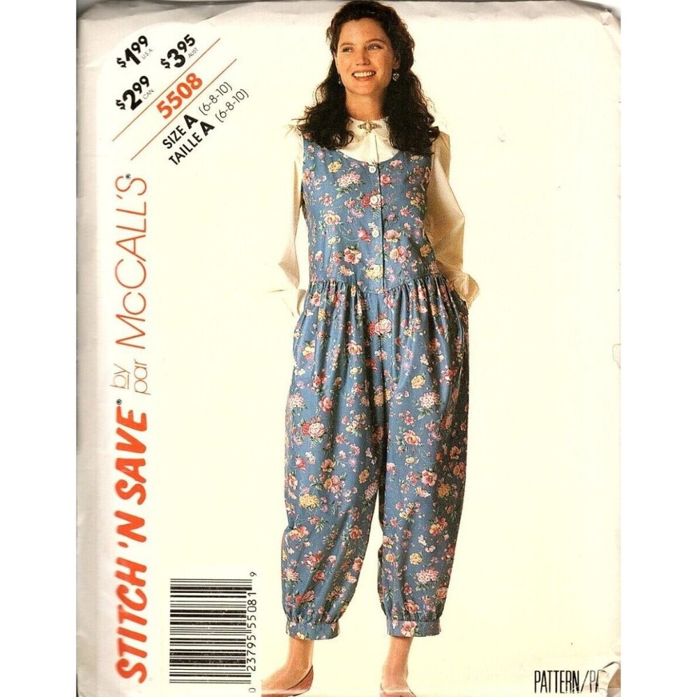 McCall's 5508 Misses 6 to 10 Jumpsuit and Top Vintage Uncut Sewing Pattern 1991